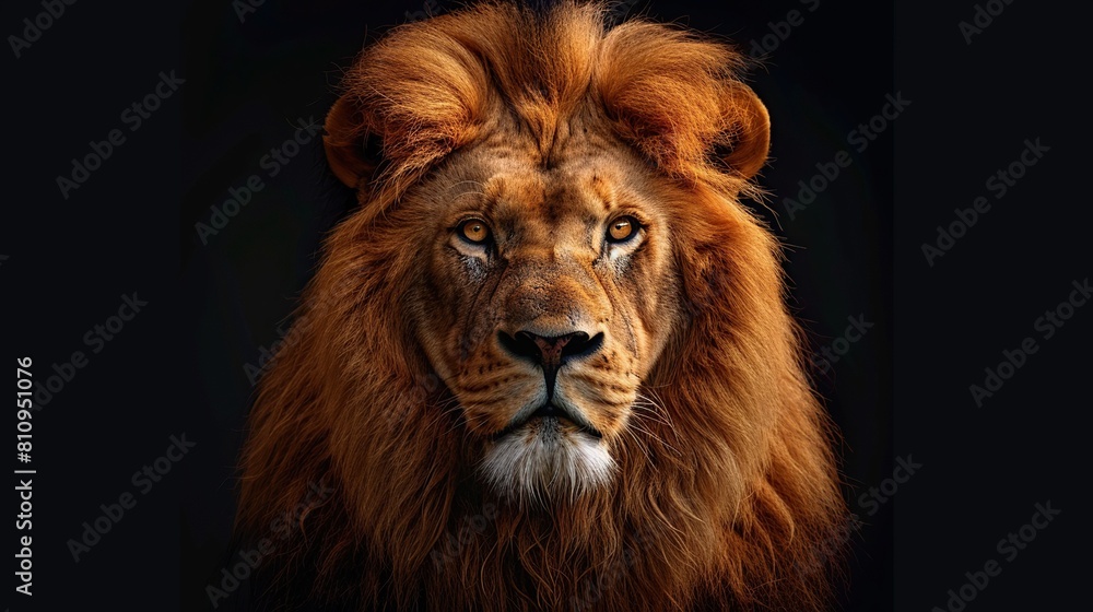 Lion king isolated on black . Generative Ai
