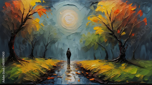  Concept lonely single broken heart.  Characters with psychological problems suffer from lack of friends and communication. concept of lonely, sad, alone, person. AI generated image, ai..