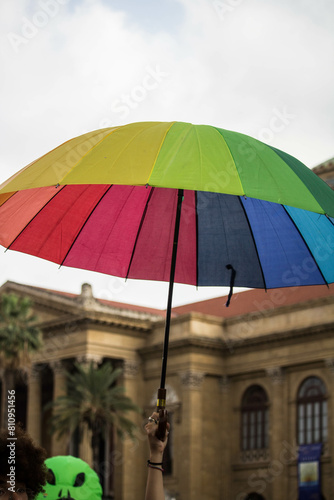 2023.06.24 Palermo Gay Pride 2023, evocative image of the float parade with participants having fun