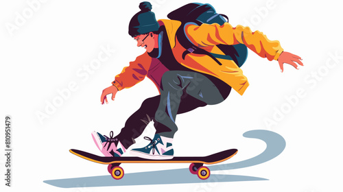 man with Skateboard Vector flat on white background Vector
