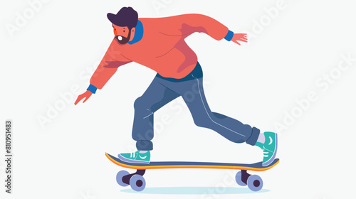 man with Skateboard Vector flat on white background Vector