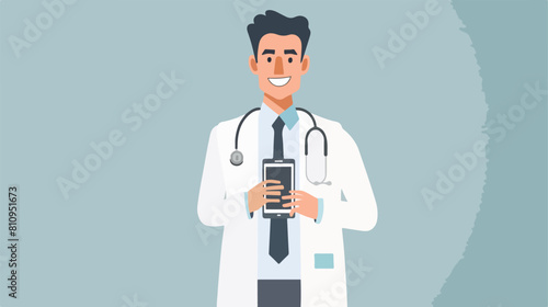Medical doctor service with a smart phone Vector style