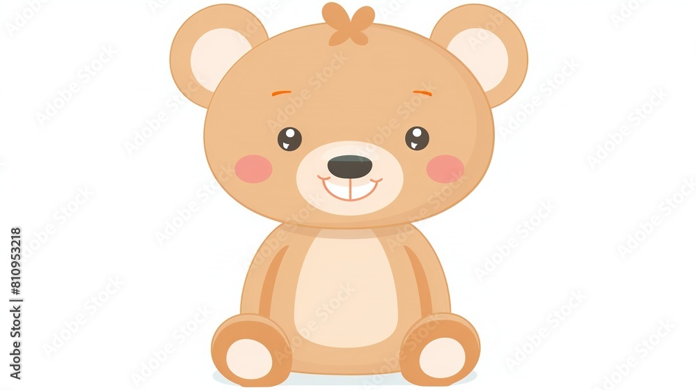 Brown bear with bow and smile sits against white background Brown bear with bow and smile sits against white background