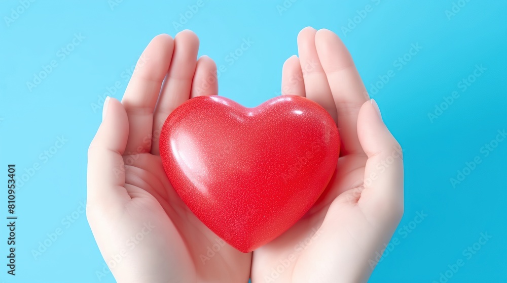 Holding Love: A Vibrant Red Heart in Hands Holding Love: A Vibrant Red Heart in Hands
