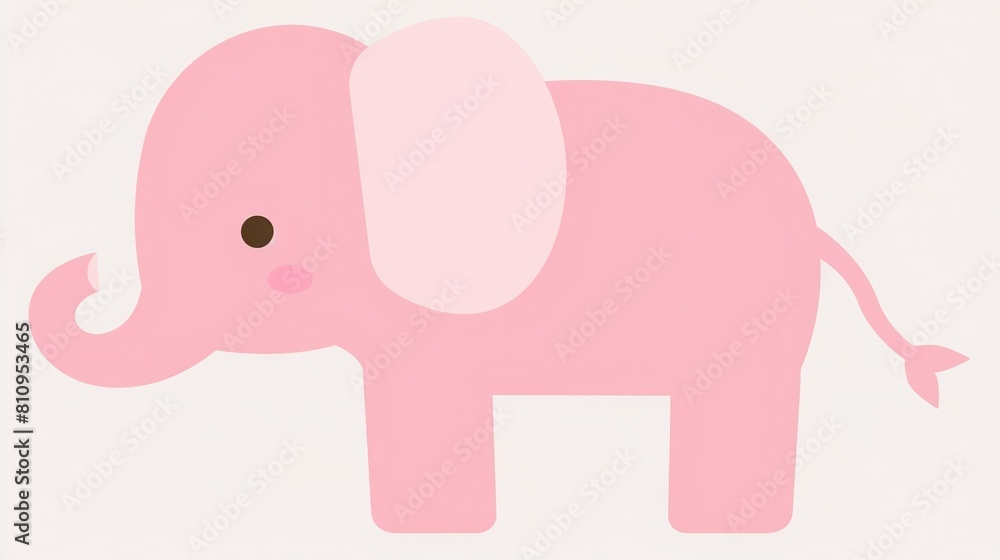 A pink elephant stands on a white background with a brown spot on its trunk A pink elephant stands on a white background with a brown spot on its trunk