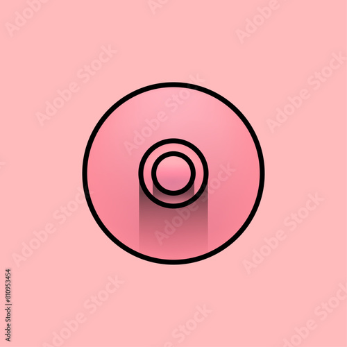 Graphic Vector illustration of a Nipple with shadow and black outlines