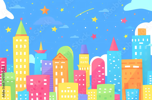 cartoon, city, building, illustration, background