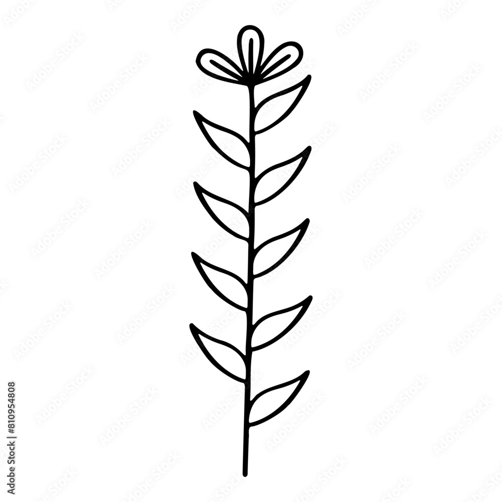 Fototapeta premium Sketch image of a flower. Vector illustration. Black and white.