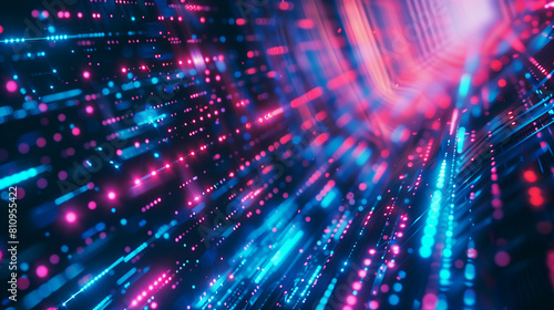 Wallpaper Mural A colorful, abstract image of a tunnel with blue, red, and purple lights. The image has a futuristic, otherworldly feel to it Torontodigital.ca