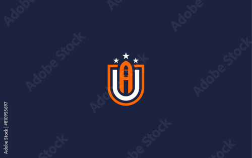 letter ua with shield logo icon design vector design template inspiration