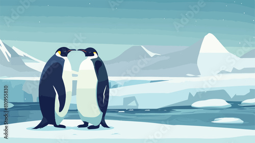 North pole penguins winter arctic landscape background