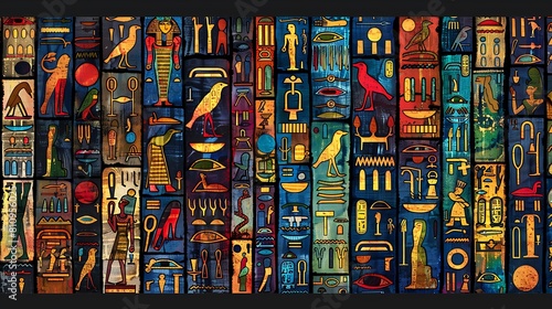 Ancient Egyptian hieroglyphs as part of the natural museum collection are very well described. for the commemoration of International Museum Day as a poster, background
