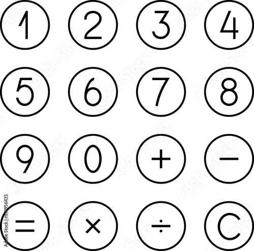 Numbers and Mathematical Symbol Icons Vector