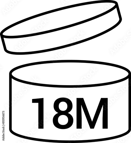 Pao symbol cosmetic vector  icon. 3, 6, 8, 9, 10, 12, 24, 36, 48 Period after opening, PAO symbol and Green Point symbol for cosmetics packaging. Vector