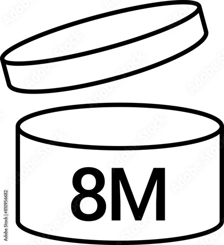 Pao symbol cosmetic vector  icon. 3, 6, 8, 9, 10, 12, 24, 36, 48 Period after opening, PAO symbol and Green Point symbol for cosmetics packaging. Vector