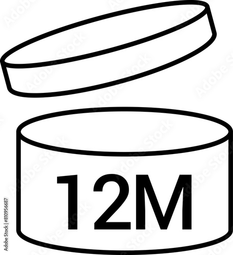 Pao symbol cosmetic vector  icon. 3, 6, 8, 9, 10, 12, 24, 36, 48 Period after opening, PAO symbol and Green Point symbol for cosmetics packaging. Vector