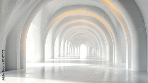 3d abstract geometric background with arch in white and gold colors background wallpaper