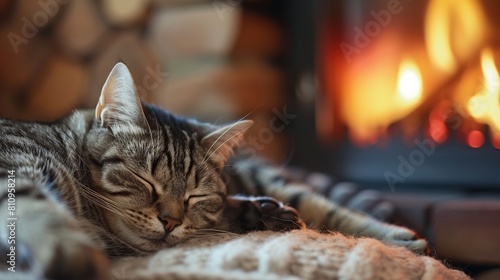 Relax calm and peace for animal pet cat. Heating . Generative Ai
