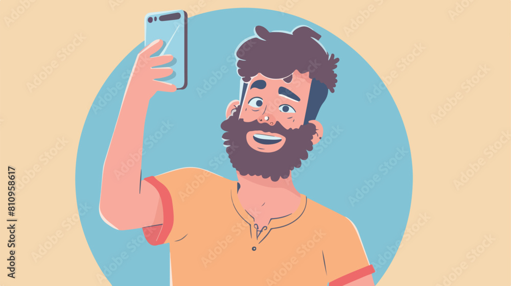 Man doing Camera selfie smartphone Vector illustration