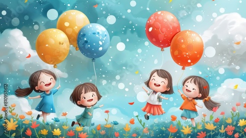 Children are playing happily on Children's Day © Art Wall