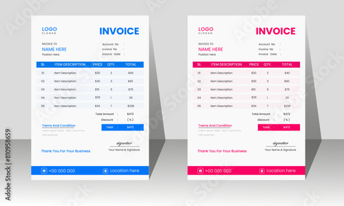 Corporate modern professional clean business invoice and letterhead design template