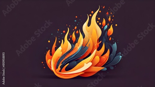 Fire flames isolated on black background. Abstract fire flames background. Vector illustration.