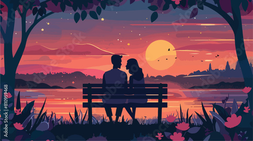 Man proposing to a woman sitting bench nature background photo