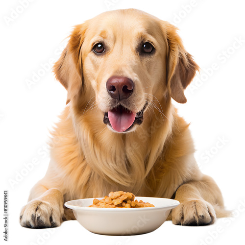 Happy Golden Retriever on White