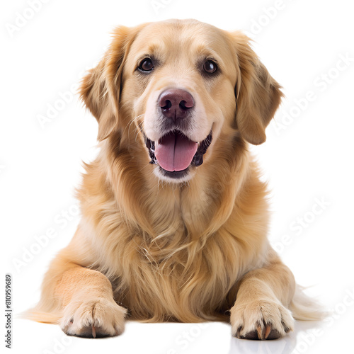 Happy Golden Retriever on White