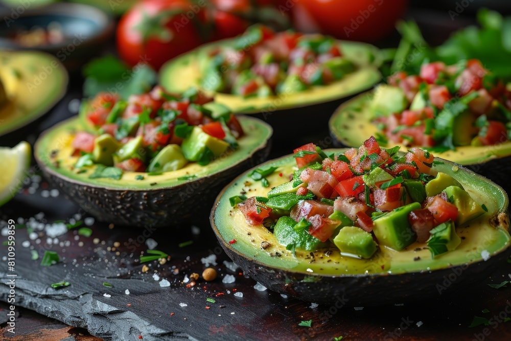 Avocado Stuffed With Tomatoes, Salsa, and Cilantro Avocado Stuffed With Tomatoes, Salsa, and Cilantro
