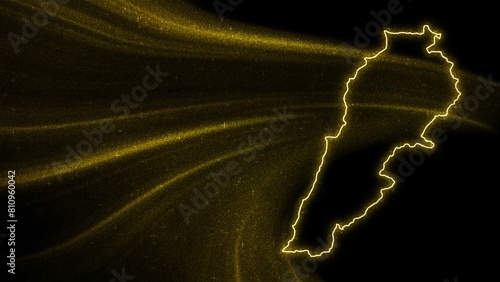Map lebanon gold glitter map dark background