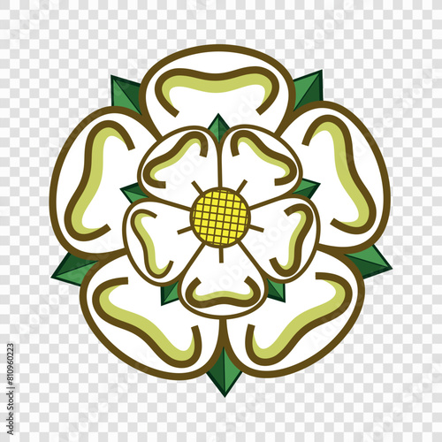 White Rose of York Emblem on Transparent Background