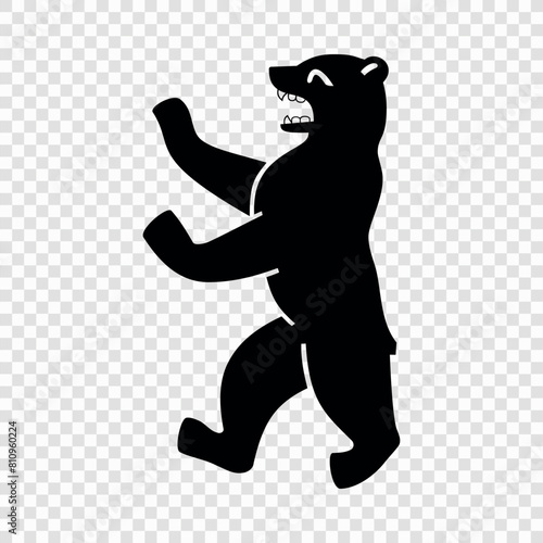 Black Bear Silhouette, Symbol of Berlin on Transparent Background