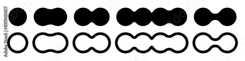 Set of rounded halftone transition lines. Shapes for design. Modern  icons. Vector illustration isolated on white background.
