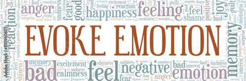 Evoke Emotions word cloud conceptual design isolated on white background.