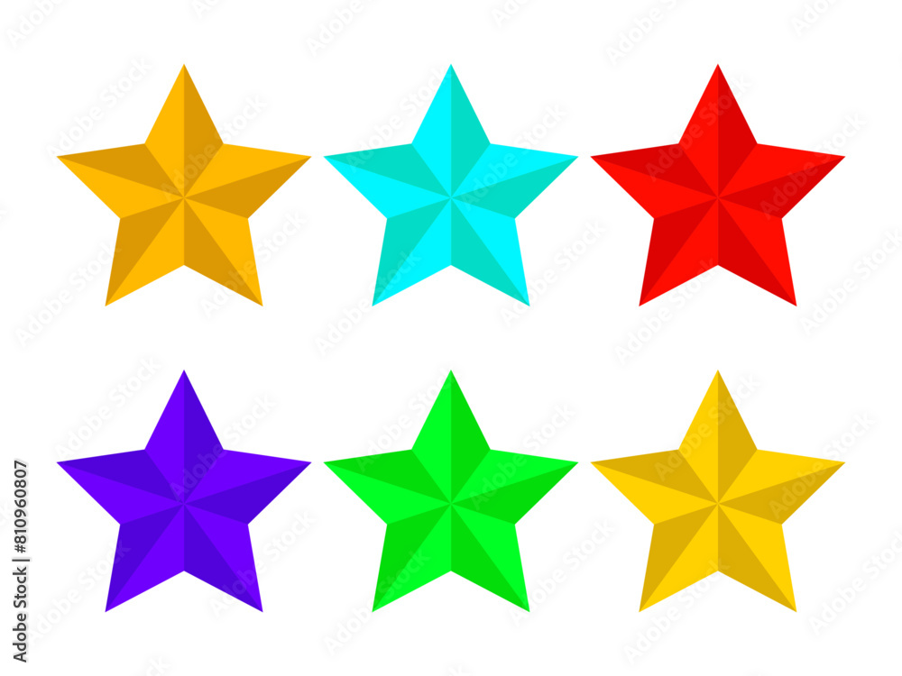 Set of colourful 3d stars vector illustration Set of colourful 3d stars vector illustration