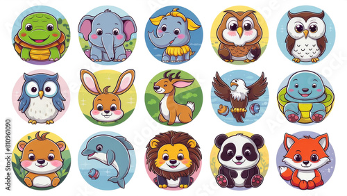 Set of Cuty Littel animal sticker001A. photo