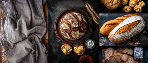 Collage of different types of freshly made bread and pastries