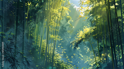 Bamboo forest, the denseness of nature valuable resource photo