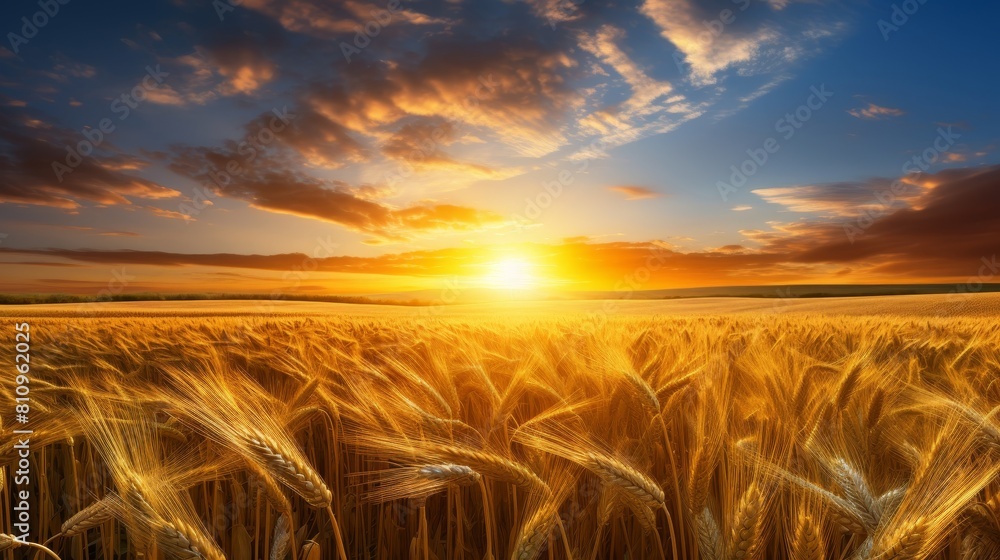 golden wheat field at sunset.