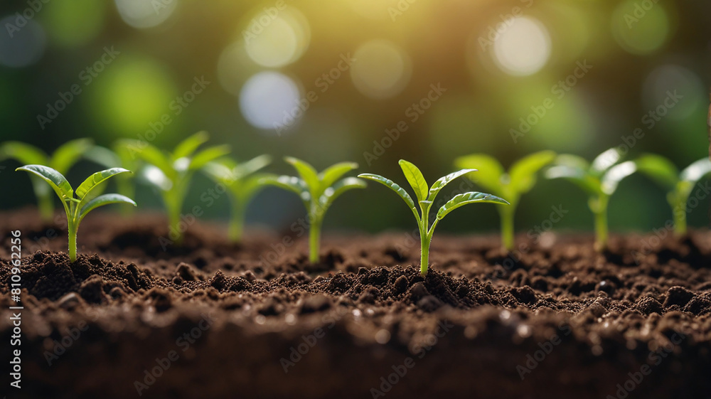 Young plants that grow from the ground and are exposed to sunlight. Bright atmosphere with bokeh background. HD quality photos. Young plants that grow from the ground and are exposed to sunlight. Bright atmosphere with bokeh background. HD quality photos.