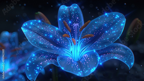  Blue flower with stars in center