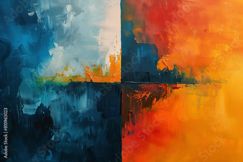 Abstract paintings with split-complementary colors