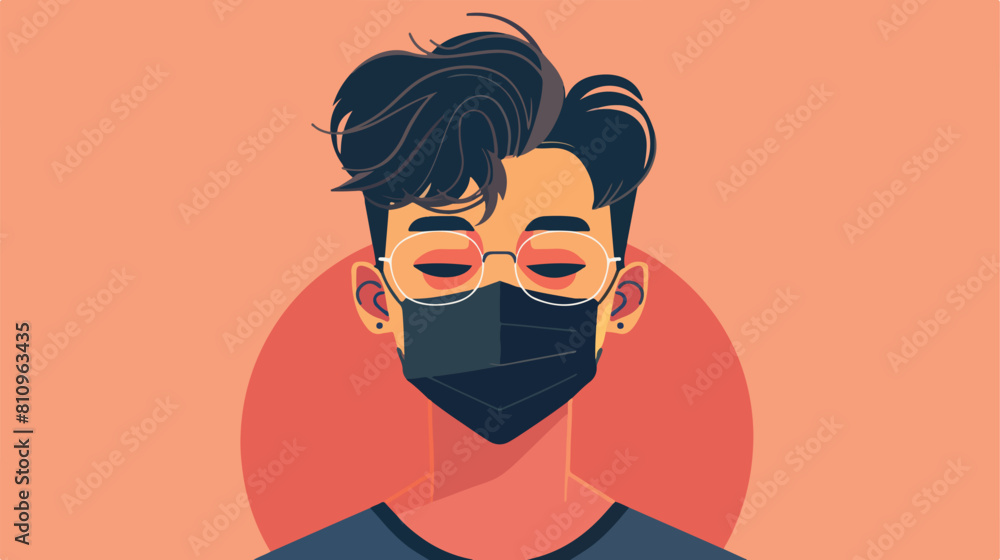 Men Wear Face Mask cartoon Vector illustration. Vector