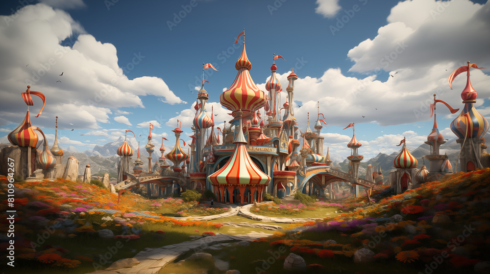 drawn painted circus castle children drawn painted circus castle children