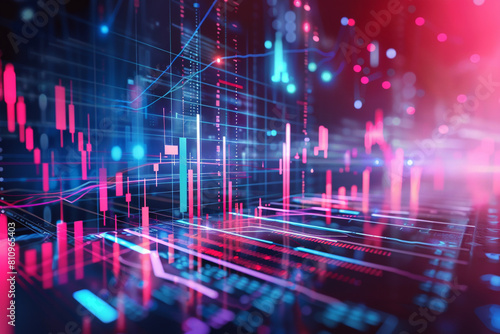 Abstract visualization of AIs role in business performance and strategic development with copy space