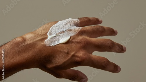 close-up of a hand applying topical pain cream
