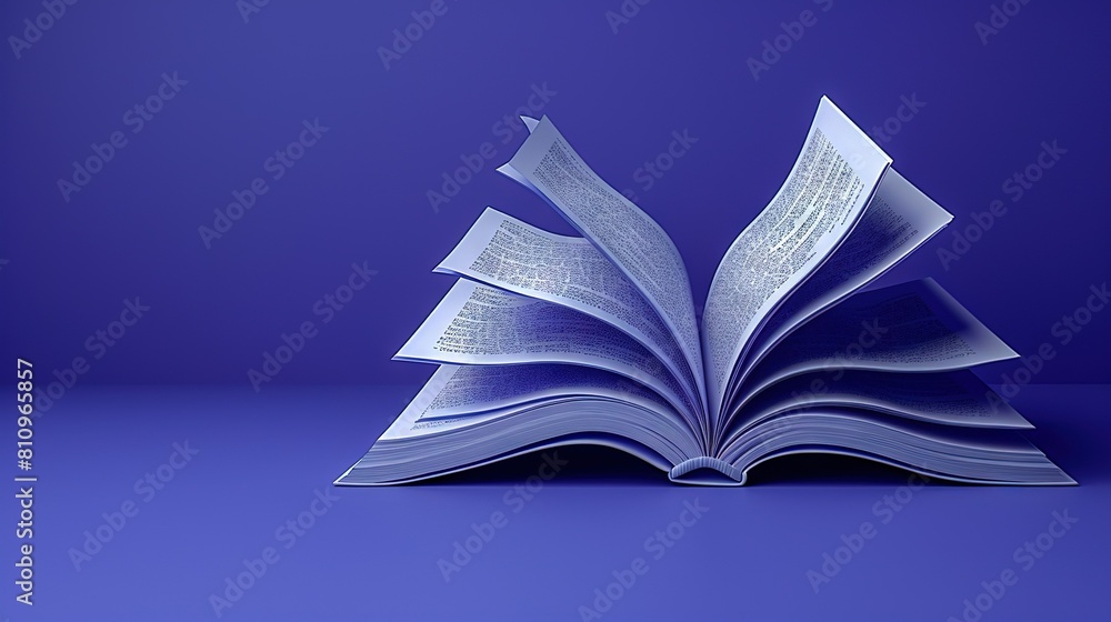 An open book with folded pages forming a Christmas tree on a blue surface against a purple backdrop An open book with folded pages forming a Christmas tree on a blue surface against a purple backdrop