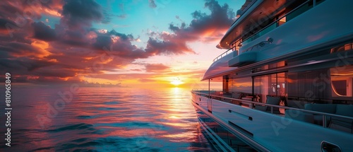 A lavish yacht sailing on the azure waters photo