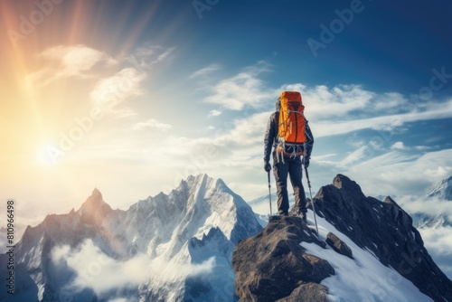 The Adventurous Spirit - A Mountaineer on the Summit Fictional Character Created By Generative AI. 